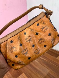 MCM Monogram Cognac Visetos Mini Shoulder Bag