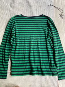 Green &amp; Navy Striped Long Sleeve Tee