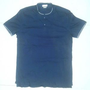 Rare ZARA Men's Slim Fit Henley Navy Blue Shirt