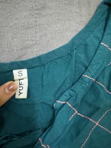 Green Tassel Accented Blouse