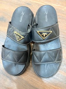 Black Slides with Gold Accent