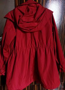 Chic Red Hooded Parka Jacket