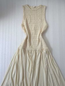 Cream Smocked Maxi Dress