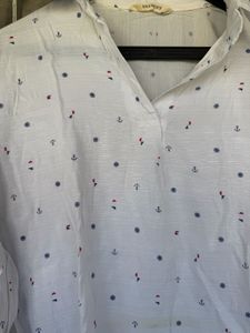 Cute Anchor Print Button-Up Shirt