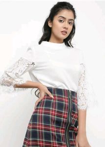 Beauty White Lace Sleeve Top