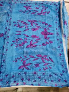 🇳🇿💫🎀Elegant Blue Floral Print Saree