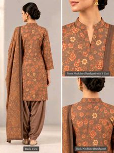 Floral Printed Kurta, Salwar &amp; Shawl Set (winter).