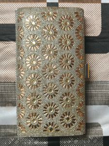 Embellished Metallic Clutch