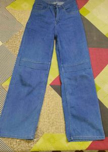 Blue Wide Leg Denim Jeans