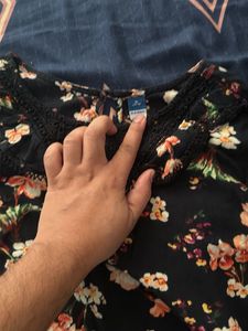Floral Print Blouse with Lace Detail