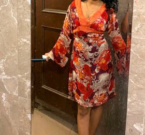 Boho Floral Print Mini Dress