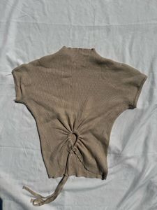 Ribbed Mock Neck Dolman Sleeve Top