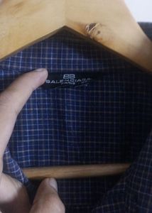 Men's Blue Checked Short Sleeve Shirt