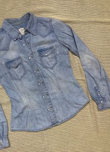 Light Wash Denim Western Shirt