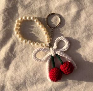 Cute Cherry & Pearl Keychain