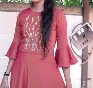 Embroidered Red Kurta