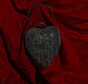 Heart Shape Tessel Rhinestone Clutch