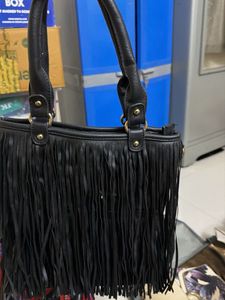 Chic Black Fringed Handbag