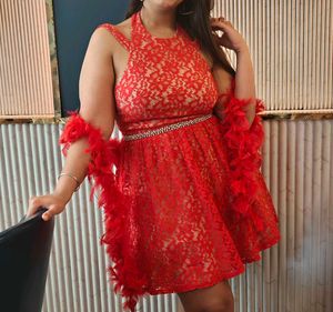 Stunning Red Lace Party Dress