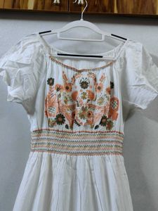 Boho White Embroidered Maxi Dress