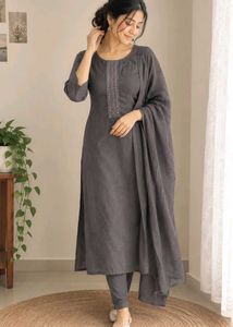 Elegant Grey Kurta Set with Dupatta