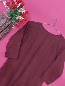 Maroon Embroidered Kurta