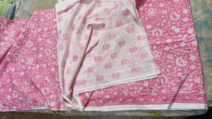 Beautiful Pink Floral Print Dress Material