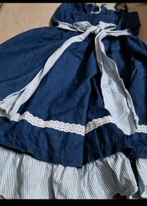 Denim Dress with Lace-Up Front