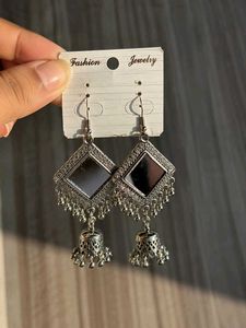 ✨ Oxidised Mirror Jhumka Earrings