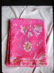 Vibrant Pink Floral Print Saree