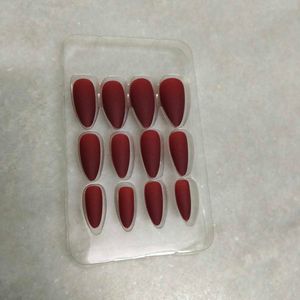 Matte Red Almond Press-On Nails