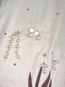 Elegant Pearl Drop Earrings Set
