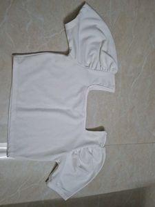 White Puff Sleeve Crop Top