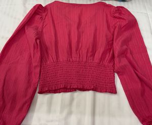 Pink Mutton Sleeves Top