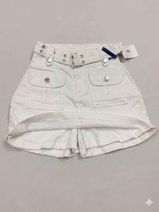 White Belted mini skirt with inbuilt shorts