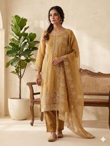 Elegant Mustard Kurta Set with Dupatta