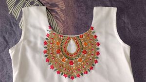 Embroidered white kurta