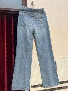 Light Wash Ripped Wide Leg Jeans