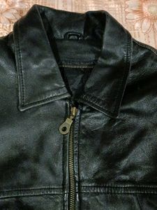 Black sheepskin real Leather Jacket , thrifted pe