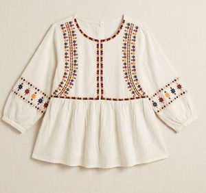 cotton embroidered peplum blouse