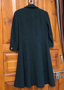 Vintage Pinstriped Button-Down Midi Dress