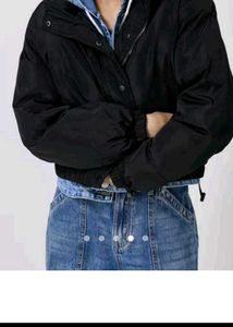 Black Cropped Puffer Jacket