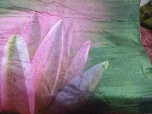 Beautiful Lotus Print velvet  bed sheet with pillo