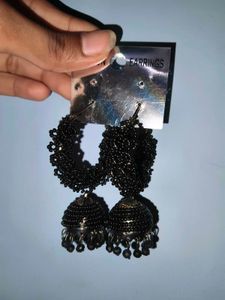Elegant Black Jhumka Earrings