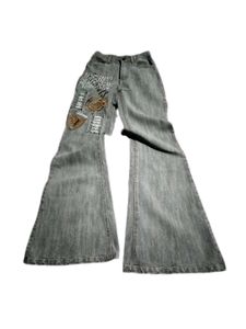 RARE Y2K DISTRESSED PATCHWORK BELL BOTTOM JEANS