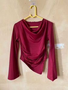 Cowl Neck Ruched Top