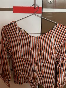 Striped Tie-Front Blouse