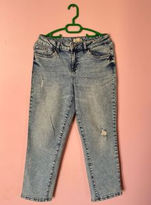 Womens Acid Wash Ripped Jeans