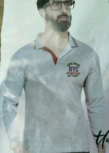 Men's Grey Long Sleeve Polo Shirt