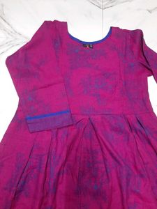 Purple Floral A-line Cut Kurti Attire
